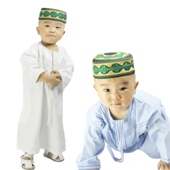 Băieți musulmani Abaya Copii Caftan Islamic Îmbrăcăminte pentru Băieți arabă Jubba Echipa de 1-3 Ani Copilul Arabia Saudită Broderie Halate