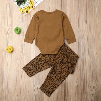 Brand De Îmbrăcăminte Nou-Născuți Seturi Copilul Copil Fată Băiat Maneca Lunga Body Topuri + Volane Leopard Pantaloni Haine Toamna Iarna Pânză