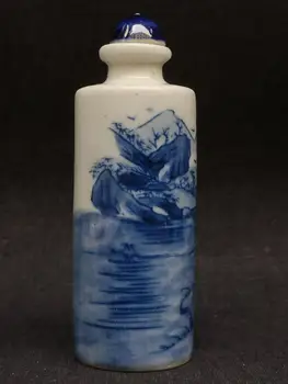 YIZHU CULTUER Colecție de ARTĂ Chineză Veche, albastru și alb Portelan Peisaj Figura Prizat Sticla Cadou