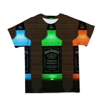 Barbati Nou 3D Sticla de Vin T-Shirt Îmbrăcăminte Respirabil Material Stradă Două Topuri de Moda Liber de Mari Dimensiuni Maneci Scurte 110-6XL