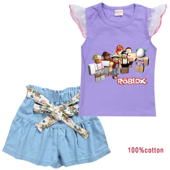 Copii ROBLOXing Seturi de Îmbrăcăminte de Vară Stil Nou Brand Fete pentru Copii Haine cu Maneci scurte T-Shirt+Pantaloni Rochie 2 buc Haine Copii