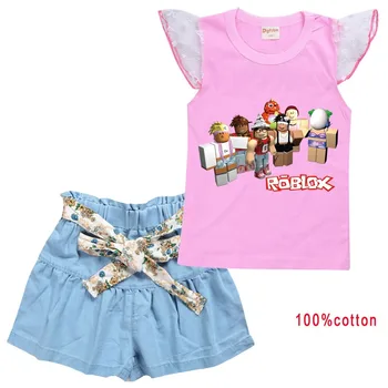 Copii ROBLOXing Seturi de Îmbrăcăminte de Vară Stil Nou Brand Fete pentru Copii Haine cu Maneci scurte T-Shirt+Pantaloni Rochie 2 buc Haine Copii