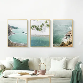 Panza Pictura Arta de Coastă, Plajă Poster Nordic Ocean Orizontul Marin Imprimare Scandinave Poza Perete pentru Living Decorul Camerei