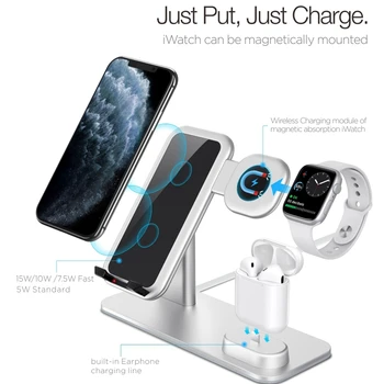 Noi 3 in 1 Aliaj de Aluminiu Încărcător Wireless Qi de Încărcare Stație de Andocare pentru iPhone/Apple Watch/ pentru Samsung iPhone Huawei