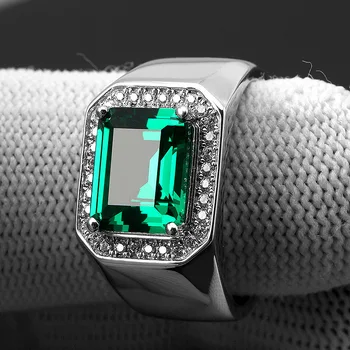ÎNGER NEGRU Vintage Safir Smarald Ring Pentru Bărbați S925 Argint Albastru Verde Piatră prețioasă Inel de Logodna Nunta Inele de sex Masculin