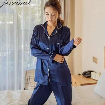 Jerrinut Pijamale Pentru Femei Sexy Pijamale De Mătase Set Pigiama Donna Inverno Pijama Femme Satin Sexy Sleepwear Set De Haine De Acasă
