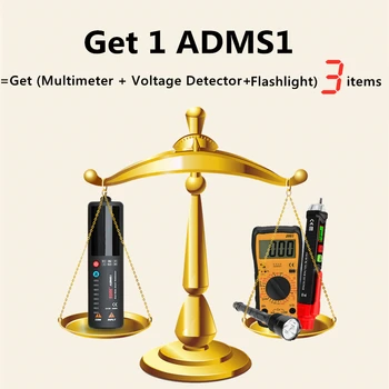 BSIDE ADMS1 Multimetru Digital LCD cu 3 Linii de Afișare Auto Tester de Tensiune Ecran Curbat Voltmetru Analogic cu Bar& 8 LED Indicator