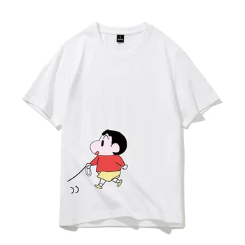 Crayon Shin Chan Maneci Scurte Cupluri Harajuku Anime Alb tricouri Haioase tricou de Bumbac Kawaii Haine Tricou de Moda Vrac Tee