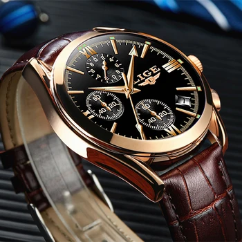 2020 LIGE Noua Moda Mens Ceasuri de Top de Brand de Lux Militare Cuarț Ceas din Piele Premium Sport Impermeabil Ceas Cronograf Bărbați