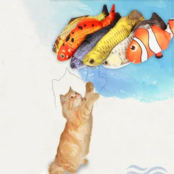 Electric Pește Jucărie Pisica, Amuzant, Interactiv Animale de companie Perna Mesteca Musca Kick Consumabile Catnip Jucării Perfect pentru Pisica//Pisoi Pește