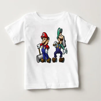 Imprimare personaje de desene animate T-Shirt Mario brothers băieți și fete top de vară cu mâneci scurte costume drăguț baby boy tricou