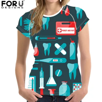 FORUDESIGNS Moda Femei Tricou Amuzant Știință Terapie Fizică de Imprimare Topuri cu Mâneci Scurte Homie Somn Haine camisa feminina