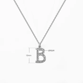 Lateefah Nou Personalizat Zirconia Inițială Colier Personalizat Scrisoare Coliere Bijuterii De Argint Pentru Femei Alb O-Z Alfabet Pentru Cadouri