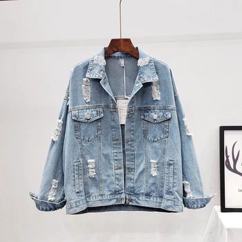Cristal Decor 3D floare de imprimare jacheta denim femei BF stil jean haina casual gaura Guler de Turn-Down Îmbrăcăminte exterioară