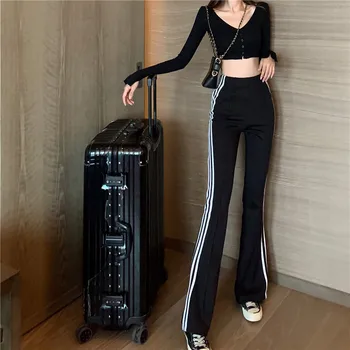 Pantaloni Casual pentru Femei de Moda coreeană Bar Strâns Slim Micro Vorbitor de Sport Pantaloni de Vară de Înaltă Talie Pantaloni Largi Picior Trend