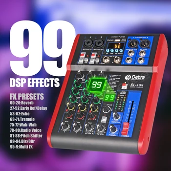Debra Pro 4 Canale DJ Controlle cu 99DSP efect Reverb Bluetooth 5.0 USB Mixer USB pentru karaoke PC-ul de înregistrare microfonul condensator