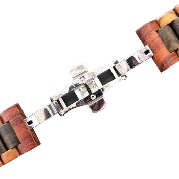 Lemn curea pentru Apple watch band 5 4 44mm 40mm iWatch 3 band 42mm 38 mm bratara Naturale de lemn de Santal Roșu+din oțel Inoxidabil curea