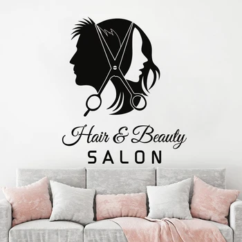Păr Salon de Frizerie Decalcomanii de Perete de Artă Vinil Autocolant de Interior Fereastră Decorare DIY Salon de coafură Autocolant de Perete decor acasă HY805