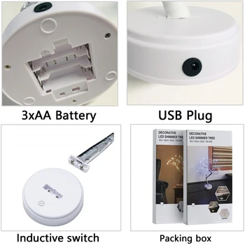 Lumina de noapte Mini-Senzor de Control de Economisire a Energiei Lampă de Copac Pentru Camera de zi Dormitor de Iluminat USB Baterii Perla
