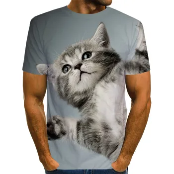 2020 Pisică Reală 3d T-shirt pentru Bărbați Și Femei Hip Hop Casual T-shirt de Imprimare 3d Distractiv Pisici Harajuku Amuzant Drăguț Fata, O-neck Shirt T-shirt