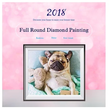 Plin 5D Diy Daimond Pictura Eco-cusatura Pug Câine 3D Diamond Pictura Pietre Rotunde Vopsea Broderie Diamant animale copil cadou