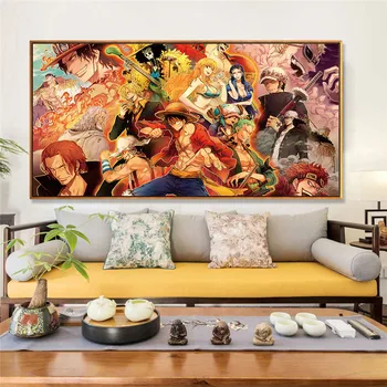 Una Bucata Poster Canvas Printuri Picturi Luffy Imagine de Desene animate Wall Art Japonia Anime Postere si Printuri pentru tineret Decor Acasă