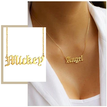 Personalizate VECHI Nume ENGLEZESC Coliere pentru Femei de Aur din Oțel Inoxidabil de Culoare Colierele Personaliza Cadou Elegant