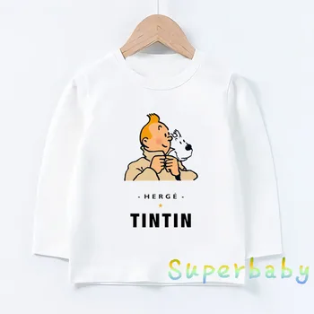 Copii Aventura Lui TinTin Imprimare tricou Copii Băieți Fete desen Animat Amuzant Bluze Copii cu Maneca Lunga T-shirt,LKP5500