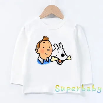 Copii Aventura Lui TinTin Imprimare tricou Copii Băieți Fete desen Animat Amuzant Bluze Copii cu Maneca Lunga T-shirt,LKP5500