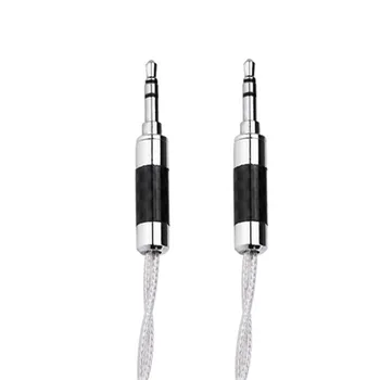 Hifi 3,5 mm Jack AUX Cablu Argint Pur Core 3.5 Jack pentru Căști Cablu Audio Unghi Drept de 90 de Grade, Placat cu Rodiu, Căști
