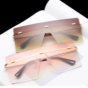 2020 Brand de Lux de Designer de Moda Supradimensionate fără ramă Pătrată ochelari de Soare Femei Bărbați Vintage Gradient Siamezi Ochelari de Soare UV400
