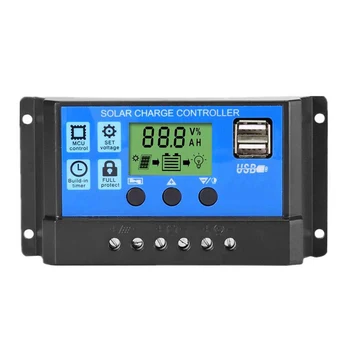 10A/20A/30A Auto Solare Regulator Controler de Încărcare Panoul de Display LCD 12V 24V Timer Setare Port USB Lampa Albastru Regulator Solar
