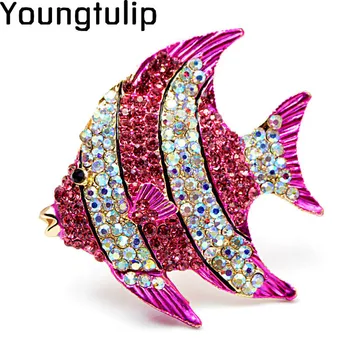 Tânără Lalea Strălucitoare Pește Broșe Pentru Femei Spumant Doamnelor Zircon Cristal Bijuterii Prieten Fermecător Cadouri Accesorii
