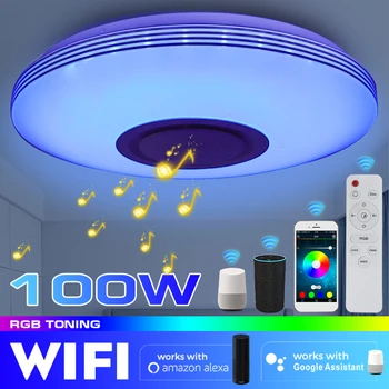 100W Moderne Smart LED Lumina Plafon WiFi APP Inteligent de Control Lampă de Tavan Camera de zi RGB Dimmer bluetooth Muzică Ușoară