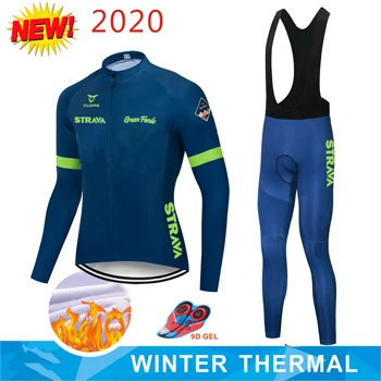 STRAVA Cycling jersey Bărbați 2020 termică iarna fleece cu maneci Lungi cu Bicicleta Set Ropa Ciclismo în aer liber, Ciclism biciclete de îmbrăcăminte