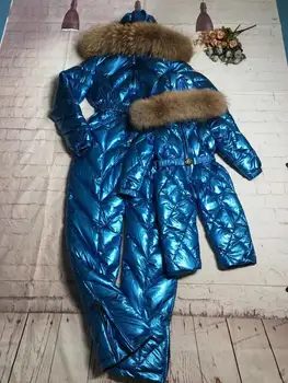 Blana naturala 2019 Jacheta de Iarna mama copilului jachete copii salopeta zapada costum de familie ansamblu jos romper costume de schi îmbrăcăminte exterioară