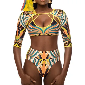 Plus Dimensiune Femei cu Push-up Set de Bikini Stil Etnic Căptușit Bandaj de costume de Baie de Epocă Brazilian Biquini Costume de baie Costum de Baie Retro