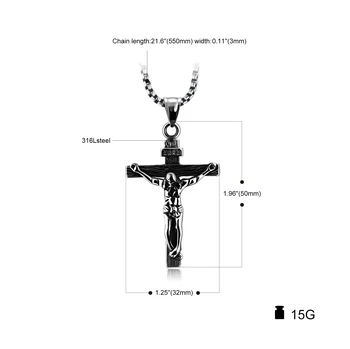 GorGor Nou Stil Elegant Exquise Creștin Isus Cruce din Oțel Titan Pur Lanț de Oțel Bărbați Pandantiv Colier Accesorii 810