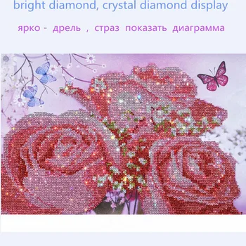 Diy diamant pictura flori de diamant cruce cusatura de cristal diamant rotund seturi neterminate full diamond broderie 30x40 cm