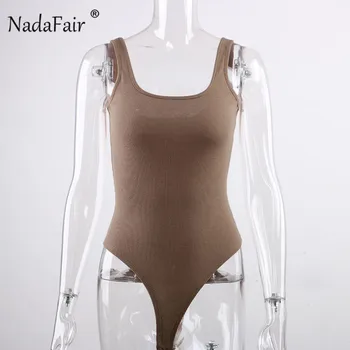 Nadafair Strappy Alb Body Sexy Cu Dungi Negre Body Pentru Femei Summer2020 Fără Mâneci Backlesss Rezervor De Top Negru Organism De Sex Feminin