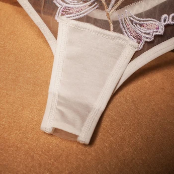 Lenjerie Sexy Pentru Femei Broderie Chiloți Tentația T Doamnelor Pantaloni Din Bumbac Picioare Slip Transparent Net Fire Tanga