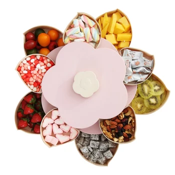 Noi Bucurați-Vă De Viață-Floare Snack Box Design De Flori Bomboane Alimente Gustare Tăvi De Petale De Flori De Rotație Cutie De Bomboane De Fructe Uscate Xmas Party Caz