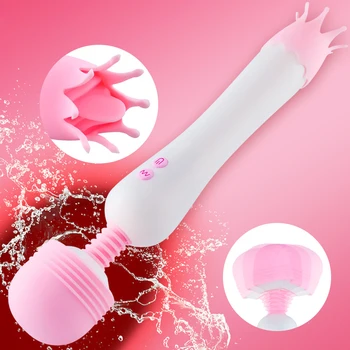 Cap dublu Magic AV Bagheta Vibrator Oral Limba Linge Vibratoare punctul G Stimulator Clitoris Masturbari Jucarii pentru Adulti pentru Femeie