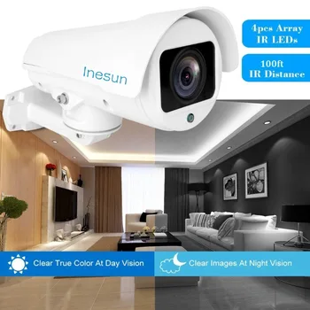 Inesun 10X Zoom PTZ de Securitate în aer liber Camera de 5MP HD Super 4 in 1 TVI/CVI/AHD/CVBS CCTV aparat de Fotografiat Impermeabil 100ft IR Noapte Viziune
