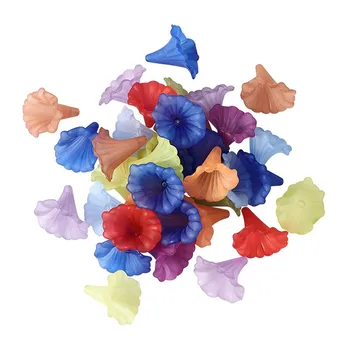Aprox 135pcs/500g 41x35mm Mixte de Culoare Transparent Vopsit Mat Calla Lily Floret Șirag de mărgele Acrilice Margele de Flori cu Gaura de 3mm