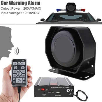 12V 200W 18 Ton Tare Masina Durabil Alarmă de Avertizare de Poliție Sirena de Alarmă Corn PA Difuzor cu MICROFON & Sistem Wireless de Control de la Distanță