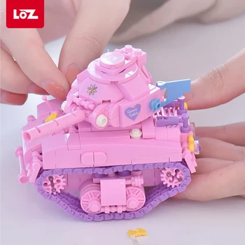LOZ 1118 Armată Militar Drăguț Roz Inima Rezervor Vehicul Model 3D 455pcs DIY Mini Blocuri Caramizi de constructie de Jucarie pentru Copii fără Cutie