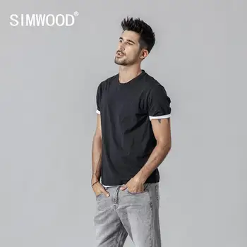 SIMWOOD de vară 2020 nou tricou barbati contrast legături tricou casual, o-neck top teuri de înaltă calitate de brand de îmbrăcăminte tricou 190354