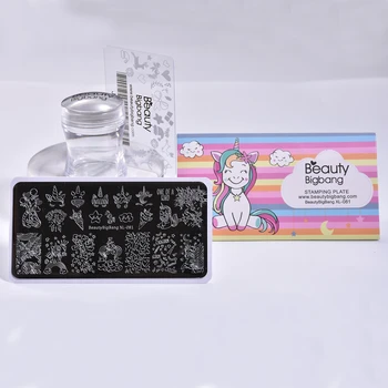 BEAUTYBIGBANG 3Pcs Unghiilor Stamping Plăci Set de Template-uri de Design Manichiura Unicorn Unghii Art Stamp Cu Stamper Racleta