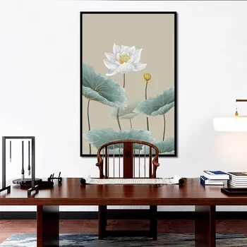 Retro Lotus Panza Pictura Acasă Decorare Stil Chinezesc cu Flori de Arta de Perete Imagini pentru Living Decorul Camerei Postere si Printuri